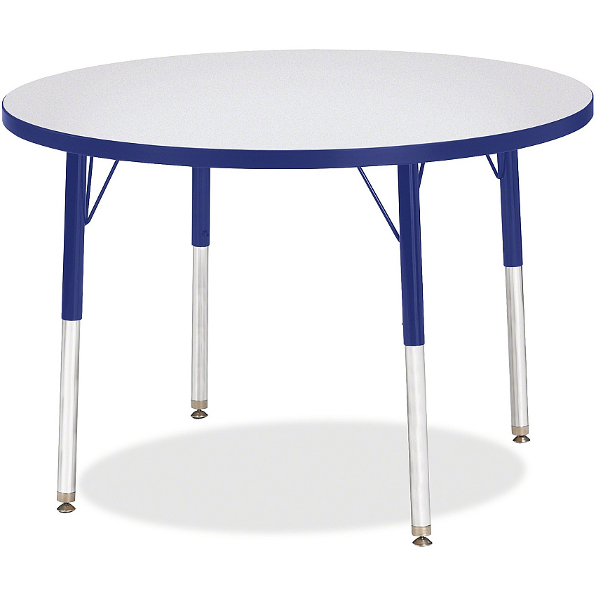 Jonti-Craft Berries Adult Height Color Edge Round Table Blue Round, Laminated Top - Four Leg Base - 4 Legs - Height Adjustable - 24" to 31" Adjustment x 1.13" Table Top Thickness x 36" Table Top Diameter - 31" Height - Art, Craft - Assembly R (6488JCA003)
