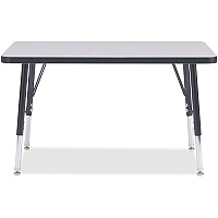 Jonti-Craft Berries Elementary Height Color Edge Rectangle Table Black Rectangle, Laminated Top - Four Leg Base - 4 Legs - Height Adjustable - 15" to 24" Adjustment - 36" Table Top Length x 24" Table Top Width x 1.13" Table Top Thickness - 24 (6478JCE180)
