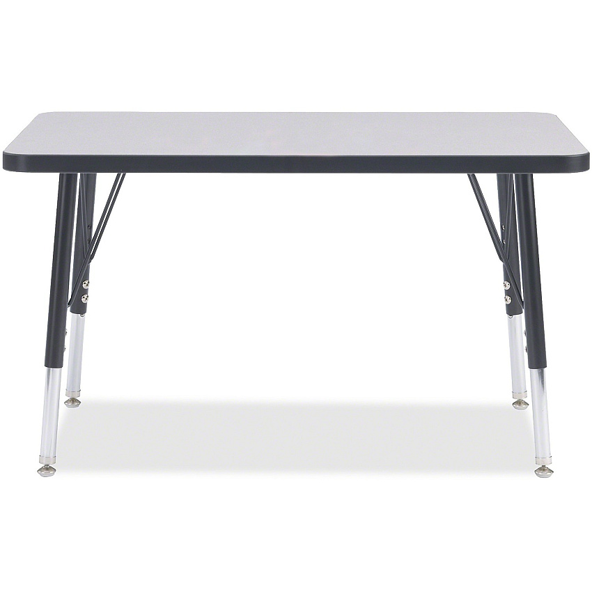 Jonti-Craft Berries Elementary Height Color Edge Rectangle Table Black Rectangle, Laminated Top - Four Leg Base - 4 Legs - Height Adjustable - 15" to 24" Adjustment - 36" Table Top Length x 24" Table Top Width x 1.13" Table Top Thickness - 24 (6478JCE180)