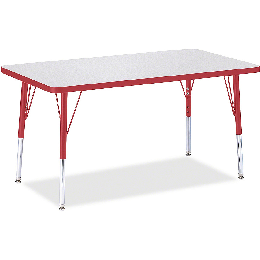 Jonti-Craft Berries Elementary Height Gray Top Rectangular Table Gray Rectangle, Laminated Top - Four Leg Base - 4 Legs - Height Adjustable - 15" to 24" Adjustment - 36" Table Top Length x 24" Table Top Width x 1.13" Table Top Thickness - 24" (6478JCE008)
