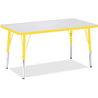 Jonti-Craft Berries Elementary Height Color Edge Rectangle Table Gray Rectangle Top - Four Leg Base - 4 Legs - Height Adjustable - 15" to 24" Adjustment - 36" Table Top Length x 24" Table Top Width x 1.13" Table Top Thickness - 24" Height - A (6478JCE007)