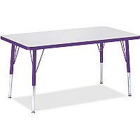 Jonti-Craft Berries Elementary Height Color Edge Rectangle Table Gray Rectangle Top - Four Leg Base - 4 Legs - Height Adjustable - 15" to 24" Adjustment - 36" Table Top Length x 24" Table Top Width x 1.13" Table Top Thickness - 24" Height - A (6478JCE004)