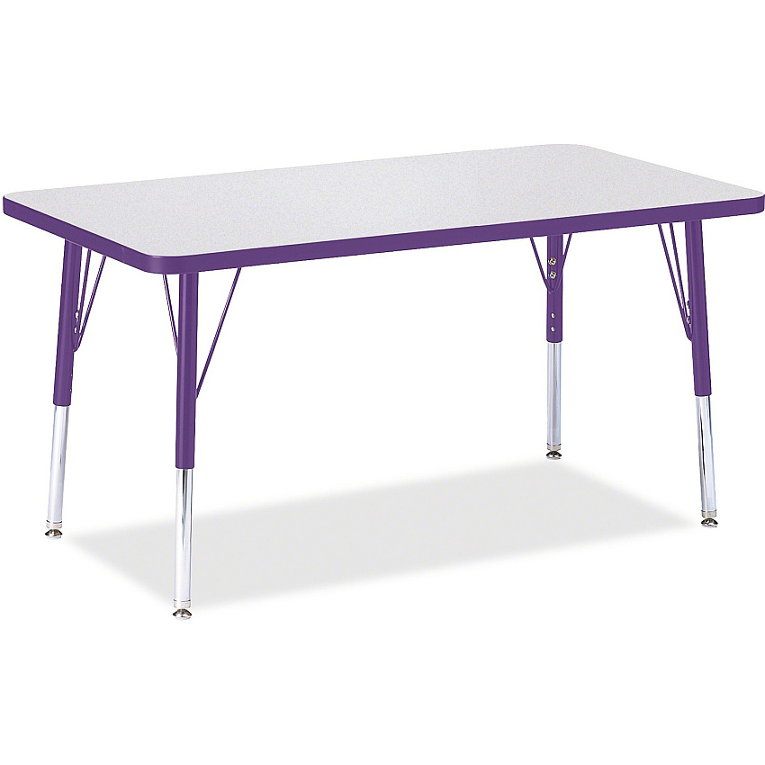 Jonti-Craft Berries Elementary Height Color Edge Rectangle Table Gray Rectangle Top - Four Leg Base - 4 Legs - Height Adjustable - 15" to 24" Adjustment - 36" Table Top Length x 24" Table Top Width x 1.13" Table Top Thickness - 24" Height - A (6478JCE004)