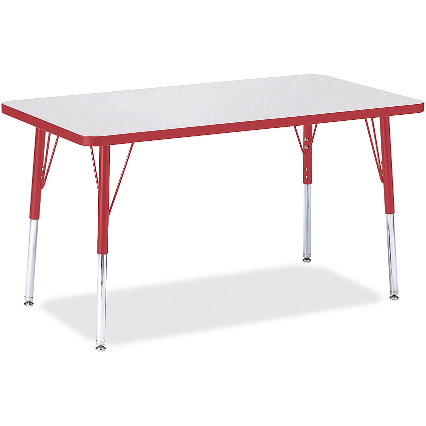 Jonti-Craft Berries Adult Height Color Edge Rectangle Table Laminated Rectangle, Red Top - Four Leg Base - 4 Legs - Height Adjustable - 24" to 31" Adjustment - 36" Table Top Length x 24" Table Top Width x 1.13" Table Top Thickness - 31" Heigh (6478JCA008)