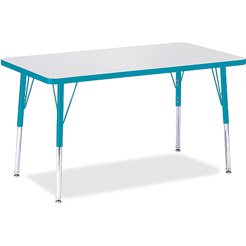 Jonti-Craft Berries Adult Height Color Edge Rectangle Table Laminated Rectangle, Teal Top - Four Leg Base - 4 Legs - Height Adjustable - 24" to 31" Adjustment - 36" Table Top Length x 24" Table Top Width x 1.13" Table Top Thickness - 31" Heig (6478JCA005)