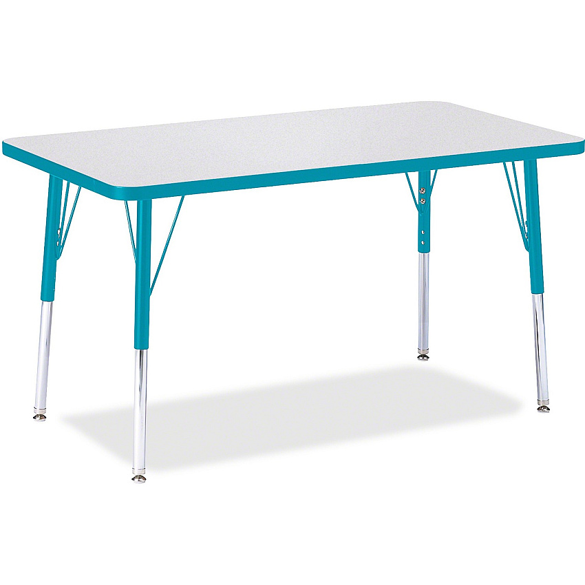 Jonti-Craft Berries Adult Height Color Edge Rectangle Table Laminated Rectangle, Teal Top - Four Leg Base - 4 Legs - Height Adjustable - 24" to 31" Adjustment - 36" Table Top Length x 24" Table Top Width x 1.13" Table Top Thickness - 31" Heig (6478JCA005)