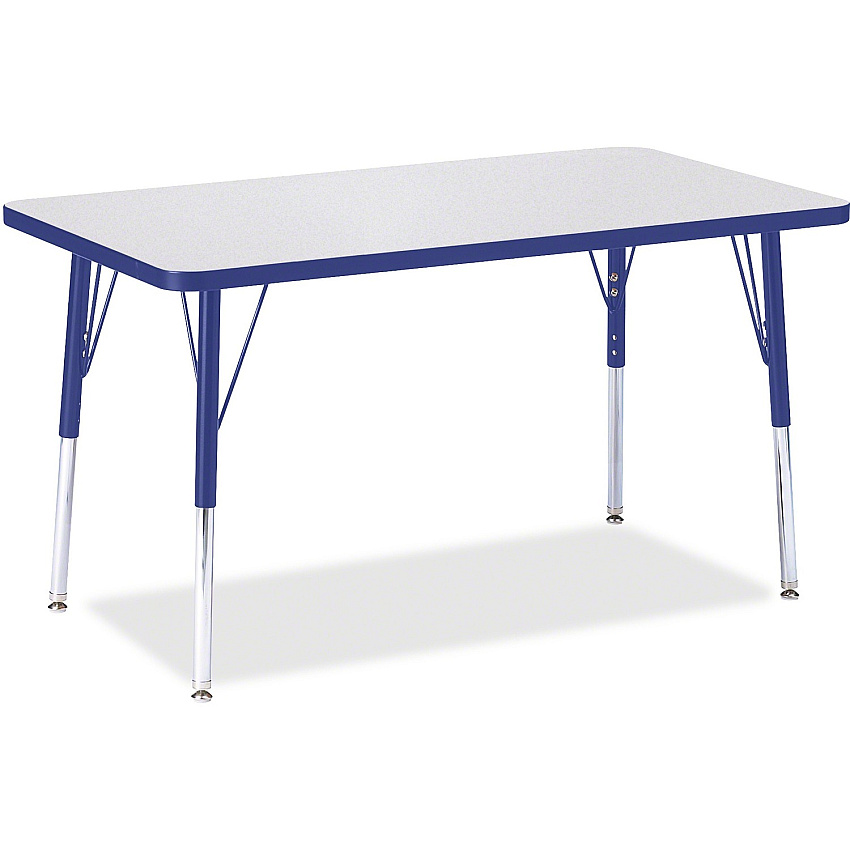 Jonti-Craft Berries Adult Height Color Edge Rectangle Table Blue Rectangle, Laminated Top - Four Leg Base - 4 Legs - Height Adjustable - 24" to 31" Adjustment - 36" Table Top Length x 24" Table Top Width x 1.13" Table Top Thickness - 31" Heig (6478JCA003)