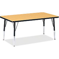 Jonti-Craft Berries Elementary Height Color Top Rectangle Table Black Oak Rectangle, Laminated Top - Four Leg Base - 4 Legs - Height Adjustable - 15" to 24" Adjustment - 48" Table Top Length x 30" Table Top Width x 1.13" Table Top Thickness - (6473JCE210)