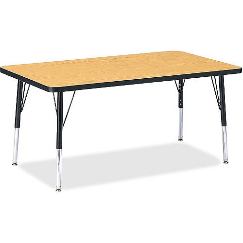 Jonti-Craft Berries Elementary Height Color Top Rectangle Table Black Oak Rectangle, Laminated Top - Four Leg Base - 4 Legs - Height Adjustable - 15" to 24" Adjustment - 48" Table Top Length x 30" Table Top Width x 1.13" Table Top Thickness - (6473JCE210)