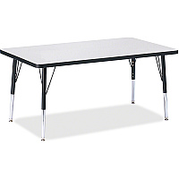 Berries Berries Elementary Height Color Edge Rectangle Table Gray Rectangle Top - Four Leg Base - 4 Legs - Height Adjustable - 15" to 24" Adjustment - 48" Table Top Length x 30" Table Top Width x 1.13" Table Top Thickness - 24" Height - Art,  (6473JCE180)