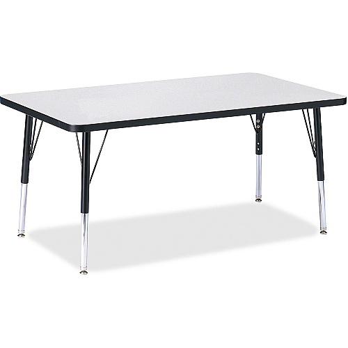 Berries Berries Elementary Height Color Edge Rectangle Table Gray Rectangle Top - Four Leg Base - 4 Legs - Height Adjustable - 15" to 24" Adjustment - 48" Table Top Length x 30" Table Top Width x 1.13" Table Top Thickness - 24" Height - Art,  (6473JCE180)