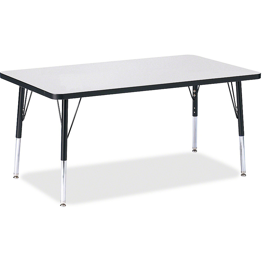 Berries Berries Elementary Height Color Edge Rectangle Table Gray Rectangle Top - Four Leg Base - 4 Legs - Height Adjustable - 15" to 24" Adjustment - 48" Table Top Length x 30" Table Top Width x 1.13" Table Top Thickness - 24" Height - Art,  (6473JCE180)