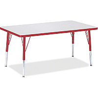 Jonti-Craft Berries Elementary Height Gray Top Rectangular Table Gray Rectangle, Laminated Top - Four Leg Base - 4 Legs - Height Adjustable - 15" to 24" Adjustment - 48" Table Top Length x 30" Table Top Width x 1.13" Table Top Thickness - 24" (6473JCE008)