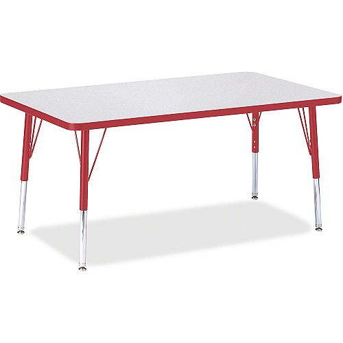 Jonti-Craft Berries Elementary Height Gray Top Rectangular Table Gray Rectangle, Laminated Top - Four Leg Base - 4 Legs - Height Adjustable - 15" to 24" Adjustment - 48" Table Top Length x 30" Table Top Width x 1.13" Table Top Thickness - 24" (6473JCE008)