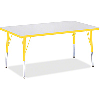 Jonti-Craft Berries Elementary Height Color Edge Rectangle Table Gray Rectangle Top - Four Leg Base - 4 Legs - Height Adjustable - 15" to 24" Adjustment - 48" Table Top Length x 30" Table Top Width x 1.13" Table Top Thickness - 24" Height - A (6473JCE007)