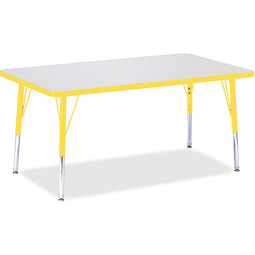 Jonti-Craft Berries Elementary Height Color Edge Rectangle Table Gray Rectangle Top - Four Leg Base - 4 Legs - Height Adjustable - 15" to 24" Adjustment - 48" Table Top Length x 30" Table Top Width x 1.13" Table Top Thickness - 24" Height - A (6473JCE007)