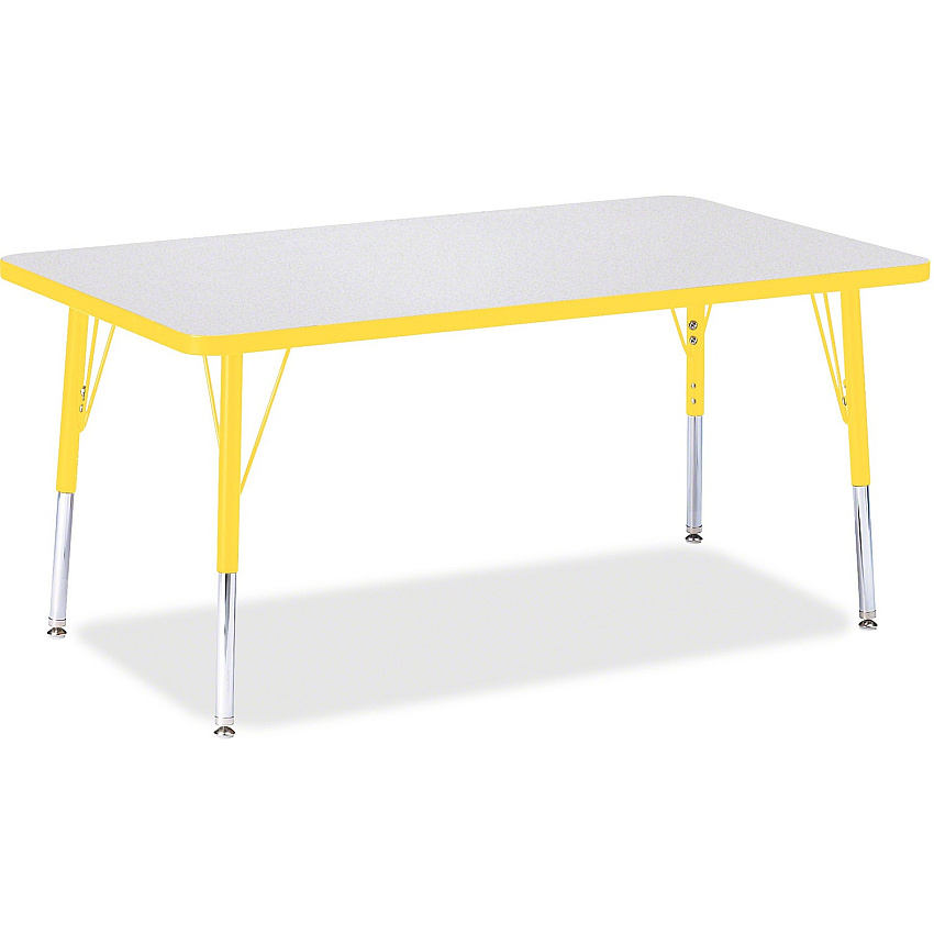 Jonti-Craft Berries Elementary Height Color Edge Rectangle Table Gray Rectangle Top - Four Leg Base - 4 Legs - Height Adjustable - 15" to 24" Adjustment - 48" Table Top Length x 30" Table Top Width x 1.13" Table Top Thickness - 24" Height - A (6473JCE007)