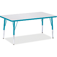 Jonti-Craft Berries Elementary Height Color Edge Rectangle Table Laminated Rectangle, Gray Top - Four Leg Base - 4 Legs - Height Adjustable - 15" to 24" Adjustment - 48" Table Top Length x 30" Table Top Width x 1.13" Table Top Thickness - 24" (6473JCE005)