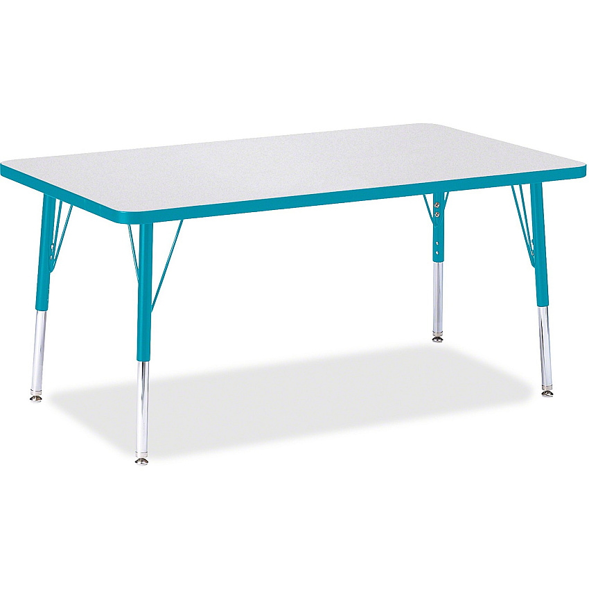 Jonti-Craft Berries Elementary Height Color Edge Rectangle Table Laminated Rectangle, Gray Top - Four Leg Base - 4 Legs - Height Adjustable - 15" to 24" Adjustment - 48" Table Top Length x 30" Table Top Width x 1.13" Table Top Thickness - 24" (6473JCE005)