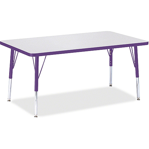 Berries Berries Elementary Height Color Edge Rectangle Table Gray Rectangle Top - Four Leg Base - 4 Legs - Height Adjustable - 15" to 24" Adjustment - 48" Table Top Length x 30" Table Top Width x 1.13" Table Top Thickness - 24" Height - Art,  (6473JCE004)