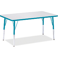 Jonti-Craft Berries Adult Height Color Edge Rectangle Table Laminated Rectangle, Teal Top - Four Leg Base - 4 Legs - Height Adjustable - 24" to 31" Adjustment - 48" Table Top Length x 30" Table Top Width x 1.13" Table Top Thickness - 31" Heig (6473JCA005)