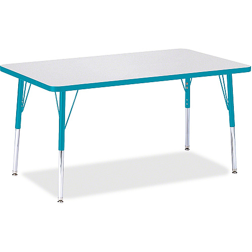 Jonti-Craft Berries Adult Height Color Edge Rectangle Table Laminated Rectangle, Teal Top - Four Leg Base - 4 Legs - Height Adjustable - 24" to 31" Adjustment - 48" Table Top Length x 30" Table Top Width x 1.13" Table Top Thickness - 31" Heig (6473JCA005)