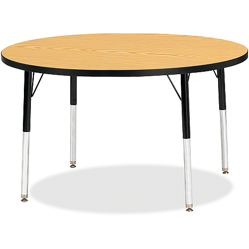 Jonti-Craft Berries Elementary Height Color Top Round Table Laminated Round, Oak Top - Four Leg Base - 4 Legs - Height Adjustable - 24" to 31" Adjustment x 1.13" Table Top Thickness x 42" Table Top Diameter - Art, Craft - Assembly Required -  (6468JCE210)