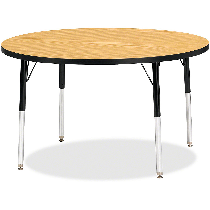 Jonti-Craft Berries Elementary Height Color Top Round Table Laminated Round, Oak Top - Four Leg Base - 4 Legs - Height Adjustable - 24" to 31" Adjustment x 1.13" Table Top Thickness x 42" Table Top Diameter - Art, Craft - Assembly Required -  (6468JCE210)