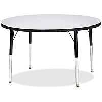 Jonti-Craft Berries Elementary Height Color Edge Round Table Black Round, Laminated Top - Four Leg Base - 4 Legs - Height Adjustable - 24" to 31" Adjustment x 1.13" Table Top Thickness x 42" Table Top Diameter - Art, Craft - Assembly Required (6468JCE180)