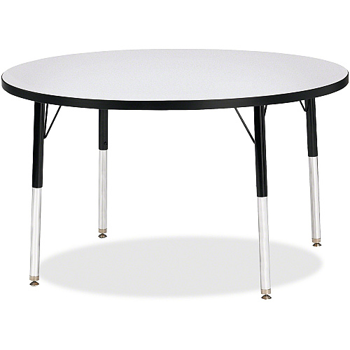 Jonti-Craft Berries Elementary Height Color Edge Round Table Black Round, Laminated Top - Four Leg Base - 4 Legs - Height Adjustable - 24" to 31" Adjustment x 1.13" Table Top Thickness x 42" Table Top Diameter - Art, Craft - Assembly Required (6468JCE180)