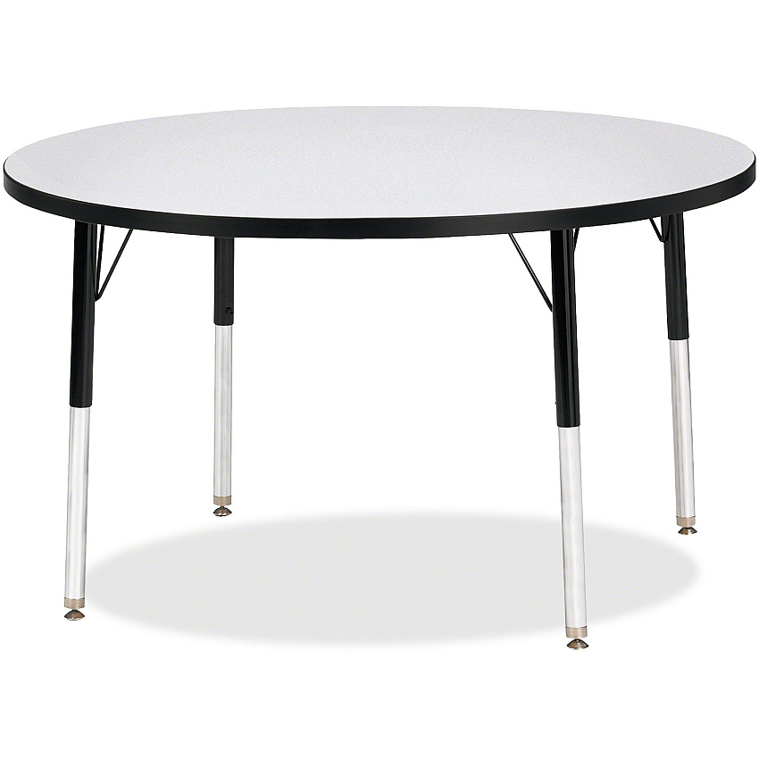 Jonti-Craft Berries Elementary Height Color Edge Round Table Black Round, Laminated Top - Four Leg Base - 4 Legs - Height Adjustable - 24" to 31" Adjustment x 1.13" Table Top Thickness x 42" Table Top Diameter - Art, Craft - Assembly Required (6468JCE180)