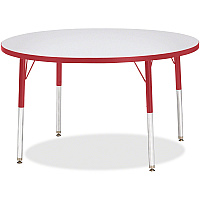 Jonti-Craft Berries Elementary Height Gray Top Color Edge Round Table Gray Round, Laminated Top - Four Leg Base - 4 Legs - Height Adjustable - 15" to 24" Adjustment x 1.13" Table Top Thickness x 42" Table Top Diameter - 24" Height - Children, (6468JCE008)