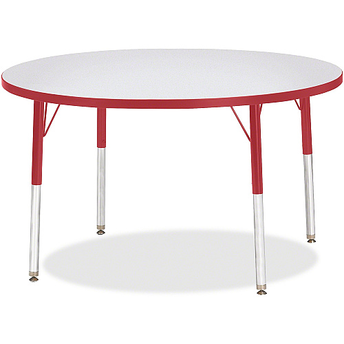 Jonti-Craft Berries Elementary Height Gray Top Color Edge Round Table Gray Round, Laminated Top - Four Leg Base - 4 Legs - Height Adjustable - 15" to 24" Adjustment x 1.13" Table Top Thickness x 42" Table Top Diameter - 24" Height - Children, (6468JCE008)