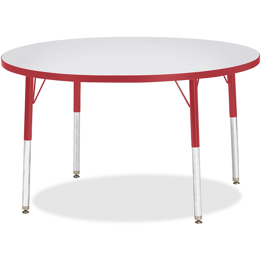 Jonti-Craft Berries Elementary Height Gray Top Color Edge Round Table Gray Round, Laminated Top - Four Leg Base - 4 Legs - Height Adjustable - 15" to 24" Adjustment x 1.13" Table Top Thickness x 42" Table Top Diameter - 24" Height - Children, (6468JCE008)