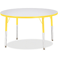 Jonti-Craft Berries Elementary Height Color Edge Round Table Gray Round Top - Four Leg Base - 4 Legs - Height Adjustable - 24" to 31" Adjustment x 1.13" Table Top Thickness x 42" Table Top Diameter - Art, Craft - Assembly Required - Freckled  (6468JCE007)