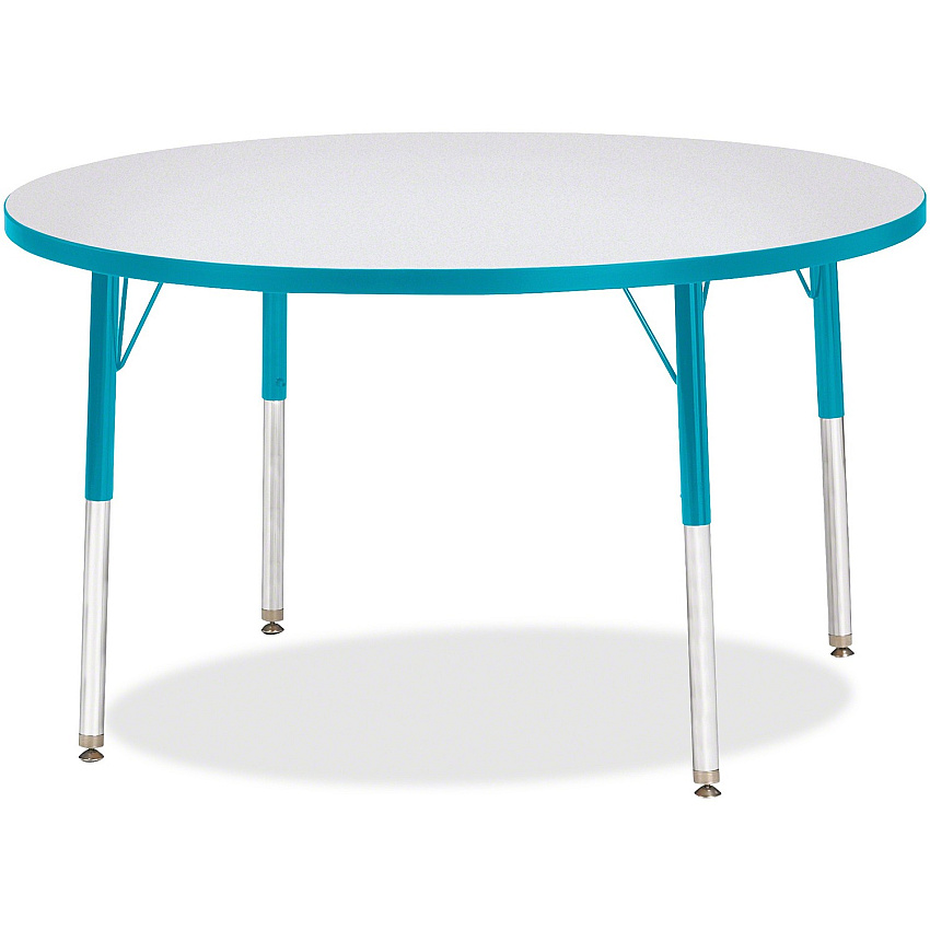 Jonti-Craft Berries Elementary Height Color Edge Round Table Gray Round Top - Four Leg Base - 4 Legs - Height Adjustable - 24" to 31" Adjustment x 1.13" Table Top Thickness x 42" Table Top Diameter - Art, Craft - Assembly Required - Freckled  (6468JCE005)