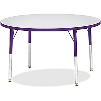 Jonti-Craft Berries Elementary Height Color Edge Round Table Gray Round Top - Four Leg Base - 4 Legs - Height Adjustable - 24" to 31" Adjustment x 1.13" Table Top Thickness x 42" Table Top Diameter - Art, Craft - Assembly Required - Freckled  (6468JCE004)
