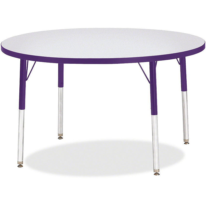Jonti-Craft Berries Elementary Height Color Edge Round Table Gray Round Top - Four Leg Base - 4 Legs - Height Adjustable - 24" to 31" Adjustment x 1.13" Table Top Thickness x 42" Table Top Diameter - Art, Craft - Assembly Required - Freckled  (6468JCE004)