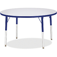 Jonti-Craft Berries Elementary Height Gray Top Color Edge Round Table Gray Round, Laminated Top - Four Leg Base - 4 Legs - Height Adjustable - 15" to 24" Adjustment x 1.13" Table Top Thickness x 42" Table Top Diameter - 24" Height - Children, (6468JCE003)