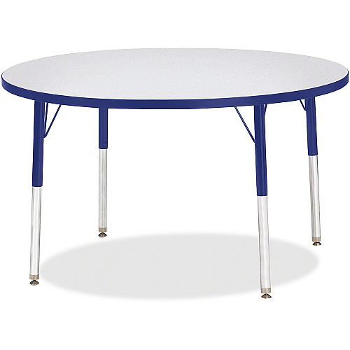Jonti-Craft Berries Elementary Height Gray Top Color Edge Round Table Gray Round, Laminated Top - Four Leg Base - 4 Legs - Height Adjustable - 15" to 24" Adjustment x 1.13" Table Top Thickness x 42" Table Top Diameter - 24" Height - Children, (6468JCE003)