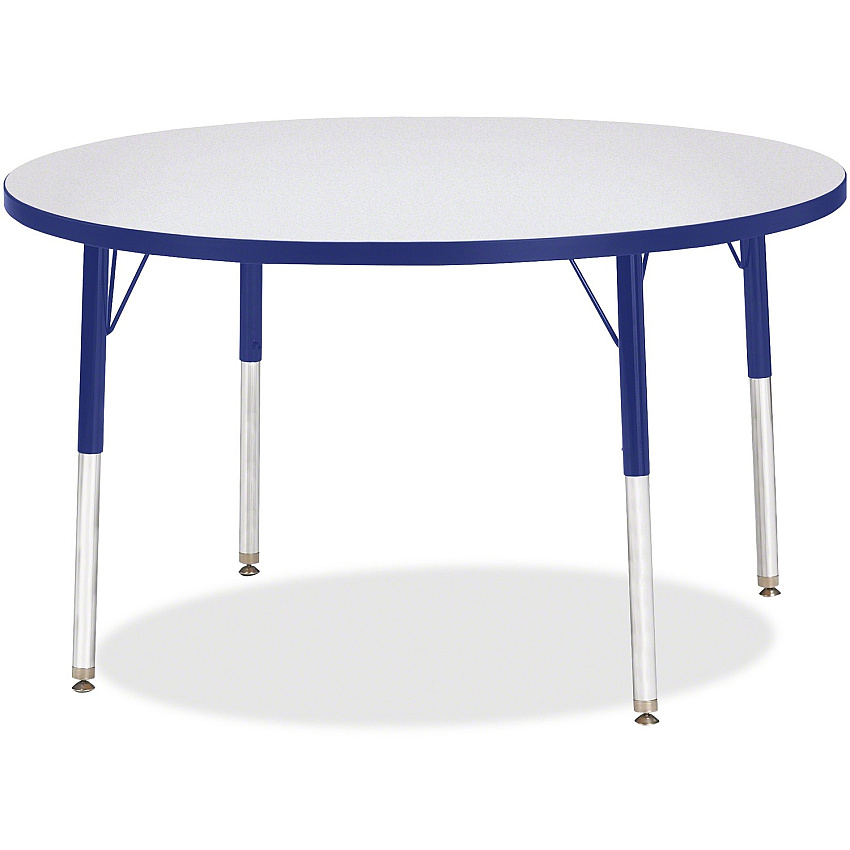 Jonti-Craft Berries Elementary Height Gray Top Color Edge Round Table Gray Round, Laminated Top - Four Leg Base - 4 Legs - Height Adjustable - 15" to 24" Adjustment x 1.13" Table Top Thickness x 42" Table Top Diameter - 24" Height - Children, (6468JCE003)