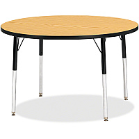 Jonti-Craft Berries Adult Height Color Top Round Table Black Oak Round, Laminated Top - Four Leg Base - 4 Legs - Height Adjustable - 24" to 31" Adjustment x 1.13" Table Top Thickness x 42" Table Top Diameter - 31" Height - Art, Craft - Assemb (6468JCA210)