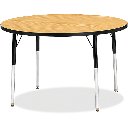 Jonti-Craft Berries Adult Height Color Top Round Table Black Oak Round, Laminated Top - Four Leg Base - 4 Legs - Height Adjustable - 24" to 31" Adjustment x 1.13" Table Top Thickness x 42" Table Top Diameter - 31" Height - Art, Craft - Assemb (6468JCA210)
