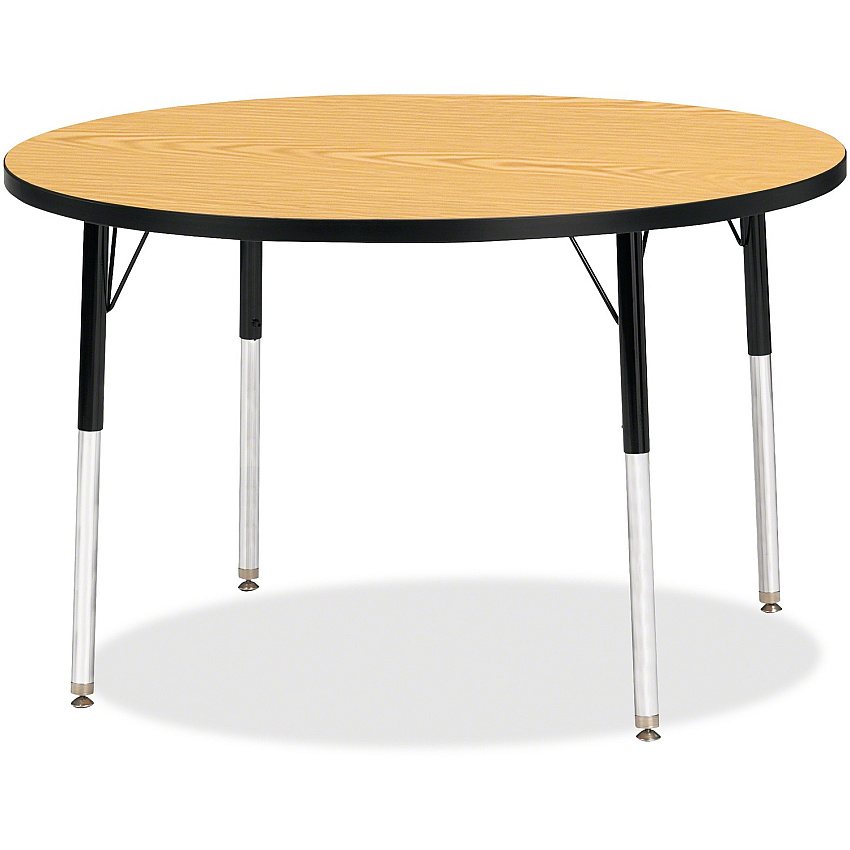 Jonti-Craft Berries Adult Height Color Top Round Table Black Oak Round, Laminated Top - Four Leg Base - 4 Legs - Height Adjustable - 24" to 31" Adjustment x 1.13" Table Top Thickness x 42" Table Top Diameter - 31" Height - Art, Craft - Assemb (6468JCA210)