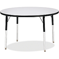 Jonti-Craft Berries Adult Height Color Edge Round Table Black Round, Laminated Top - Four Leg Base - 4 Legs - Height Adjustable - 24" to 31" Adjustment x 1.13" Table Top Thickness x 42" Table Top Diameter - 31" Height - Art, Craft - Assembly  (6468JCA180)
