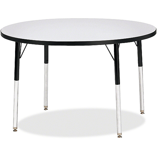 Jonti-Craft Berries Adult Height Color Edge Round Table Black Round, Laminated Top - Four Leg Base - 4 Legs - Height Adjustable - 24" to 31" Adjustment x 1.13" Table Top Thickness x 42" Table Top Diameter - 31" Height - Art, Craft - Assembly  (6468JCA180)