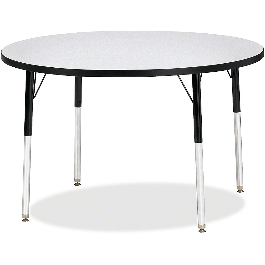Jonti-Craft Berries Adult Height Color Edge Round Table Black Round, Laminated Top - Four Leg Base - 4 Legs - Height Adjustable - 24" to 31" Adjustment x 1.13" Table Top Thickness x 42" Table Top Diameter - 31" Height - Art, Craft - Assembly  (6468JCA180)