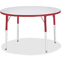 Berries Berries Adult Gray Laminate Round Table Gray Round Top - Four Leg Base - 4 Legs - Height Adjustable - 11" to 15" Adjustment x 1.13" Table Top Thickness x 42" Table Top Diameter - 15" Height - Art, Craft - Assembly Required - Powder Co (6468JCA008)