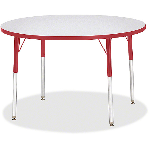 Berries Berries Adult Gray Laminate Round Table Gray Round Top - Four Leg Base - 4 Legs - Height Adjustable - 11" to 15" Adjustment x 1.13" Table Top Thickness x 42" Table Top Diameter - 15" Height - Art, Craft - Assembly Required - Powder Co (6468JCA008)