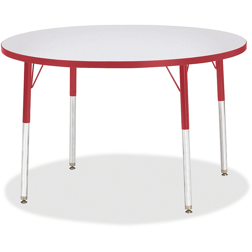 Berries Berries Adult Gray Laminate Round Table Gray Round Top - Four Leg Base - 4 Legs - Height Adjustable - 11" to 15" Adjustment x 1.13" Table Top Thickness x 42" Table Top Diameter - 15" Height - Art, Craft - Assembly Required - Powder Co (6468JCA008)